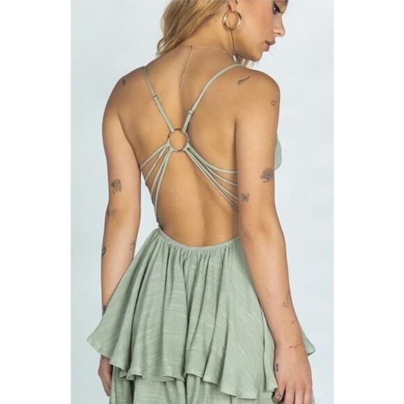 Princess Polly Jude Jade Cowl Neck Strappy Back Flowy Romper Size 4 - Picture 2 of 7